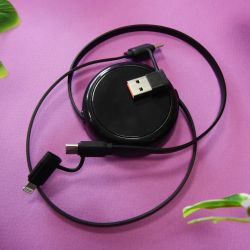 Multicâble USB publicitaire dérouleur 4 en 1 recyclé 20W Anwa