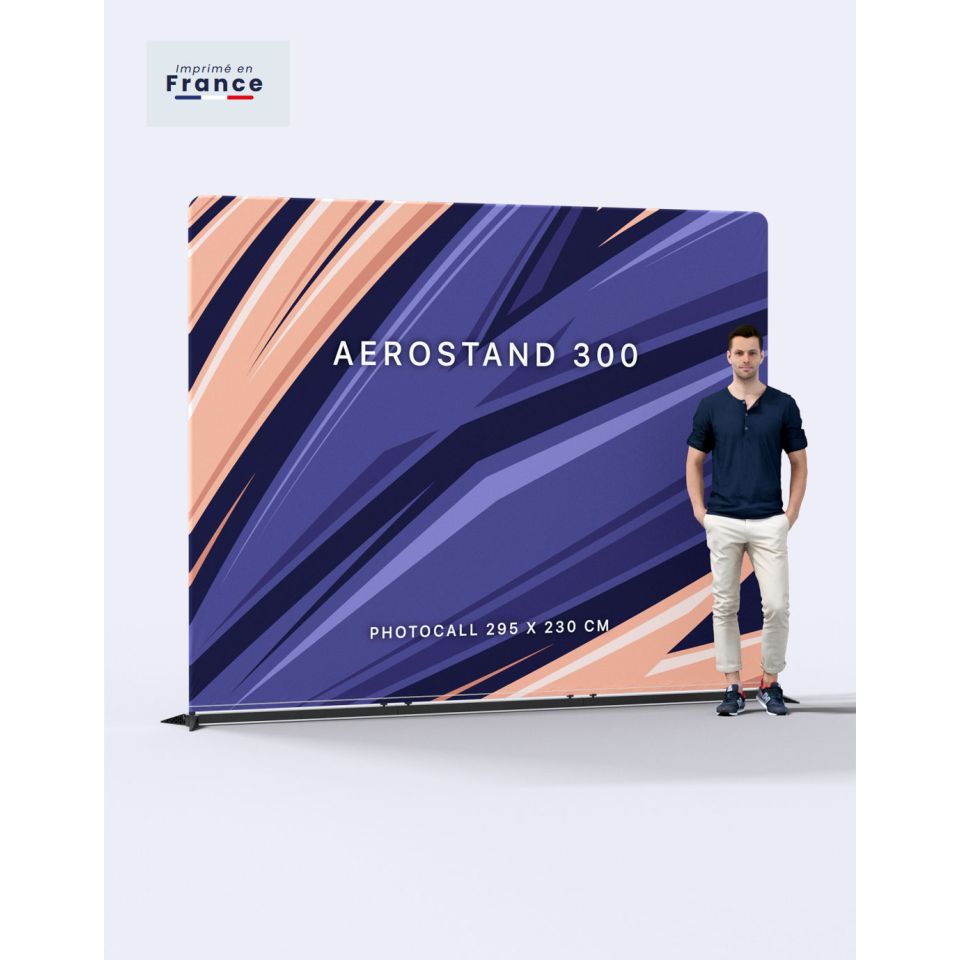 Stand noir photocall personnalisé 300x230 cm 