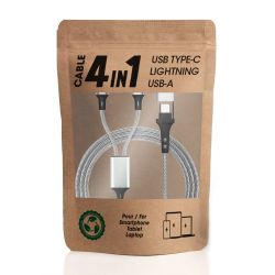 Câble publicitaire 4 en 1 recyclé 20W Akashi