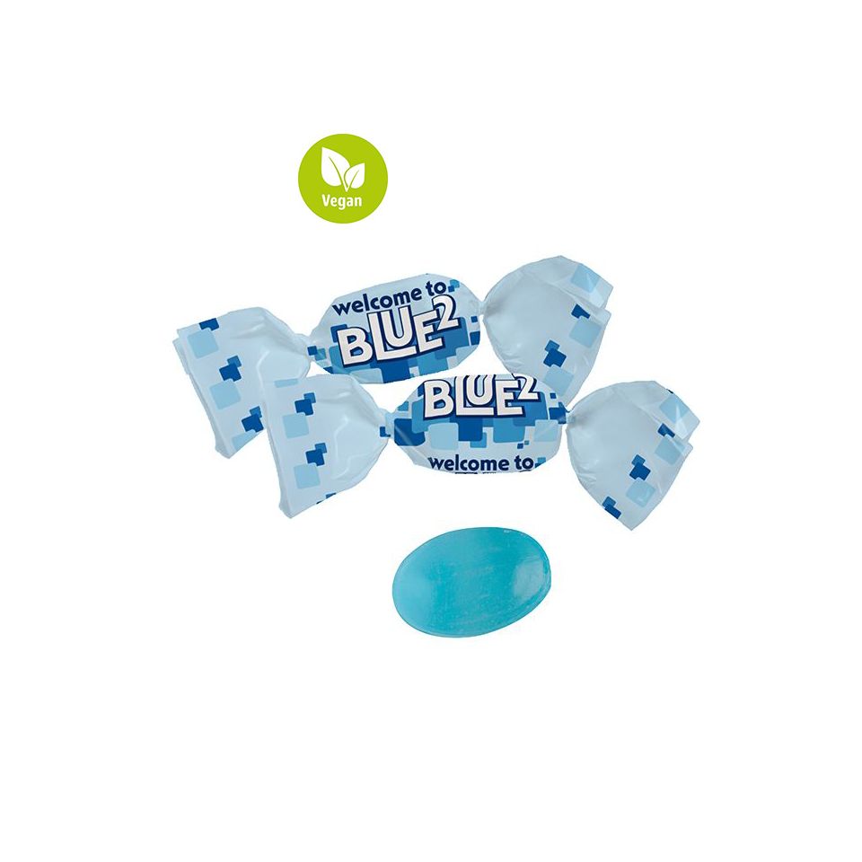 Bonbon maxi oval à la menthe 5 gr personnalisé en papillote compostable Europe