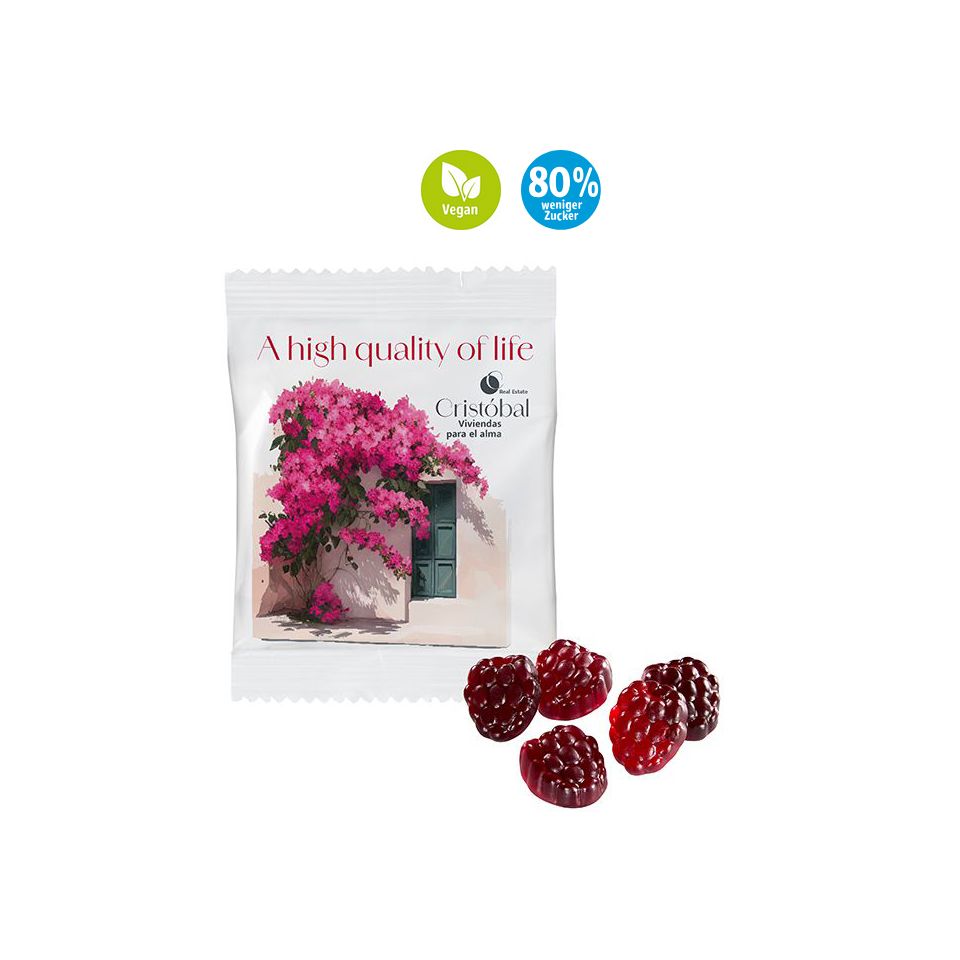 Sachet de Gommes de fruits personnalis2 80 % de sucre VEGAN Europe