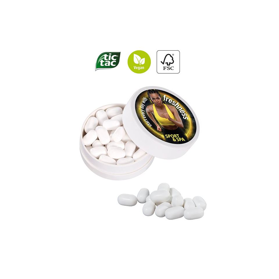 Boîte en papier XS personnalisée écologique avec TIC TAC Vegan