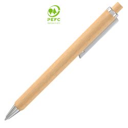 Stylo bille en bois personnalisé avec clip et pointe en métal brillant fabriqué en Europe 