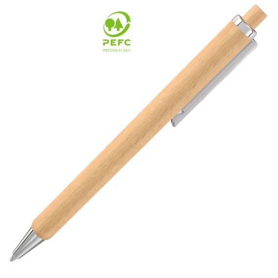 Stylo bille en bois personnalisé avec clip et pointe en métal brillant fabriqué en Europe 