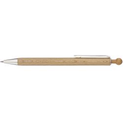 Stylo bille bois personnalisé bouton en bois pointe métal brillant fabriqué en Europe