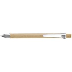 Stylo bille personnalisé en bois clip et pointe en métal brillant fabriqué en Europe
