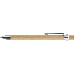 Stylo bille personnalisé en bois clip et pointe en métal brillant fabriqué en Europe