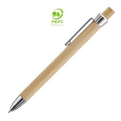 Stylo bille personnalisé en bois clip et pointe en métal brillant fabriqué en Europe