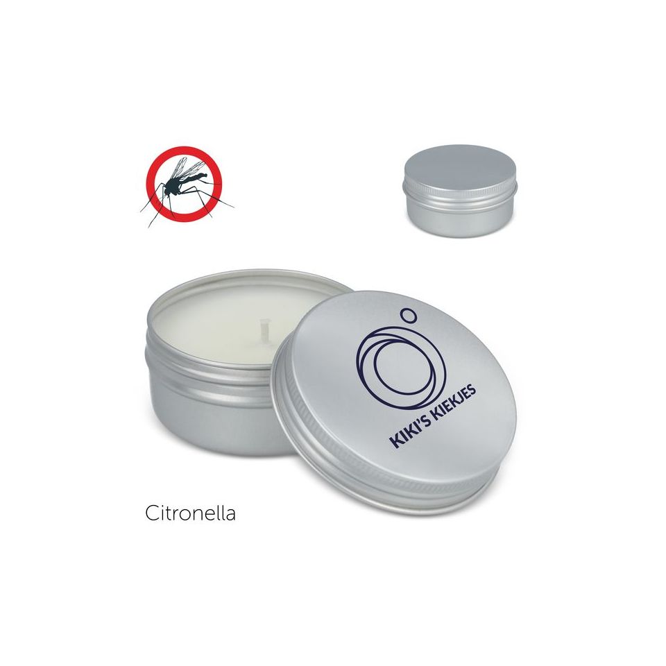 Bougie personnalisée végétale répulsive à la citronnelle en étain recyclé