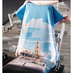 Serviette de sport publicitaire ultra-compacte en microfibre 80x40 mm express RPET fabriquée en Europe recyclée