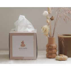 Boîte carrée personnalisée de mouchoir papier 100% biodégradable fabriquée en Europe