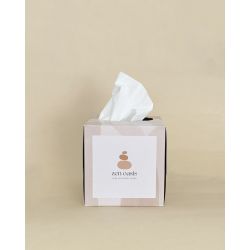 Boîte carrée personnalisée de mouchoir papier 100% biodégradable fabriquée en Europe