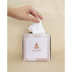 Boîte carrée personnalisée de mouchoir papier 100% biodégradable fabriquée en Europe