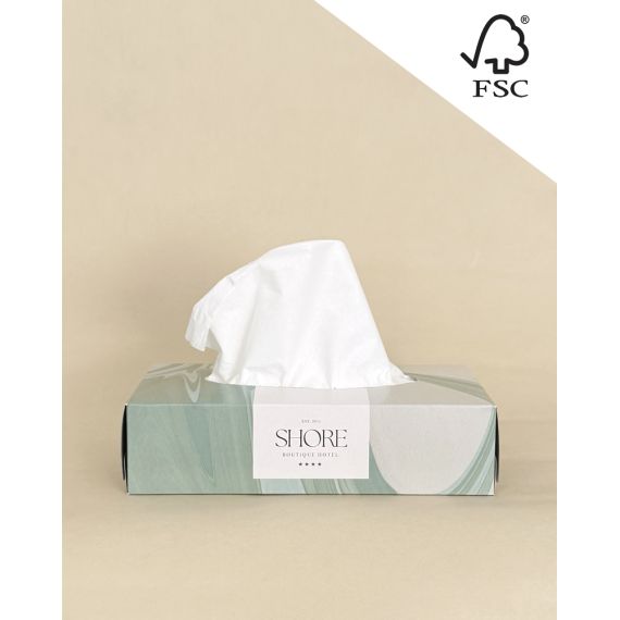 Boîte rectangulaire personnalisée de mouchoir papier 100% biodégradable fabriquée en Europe