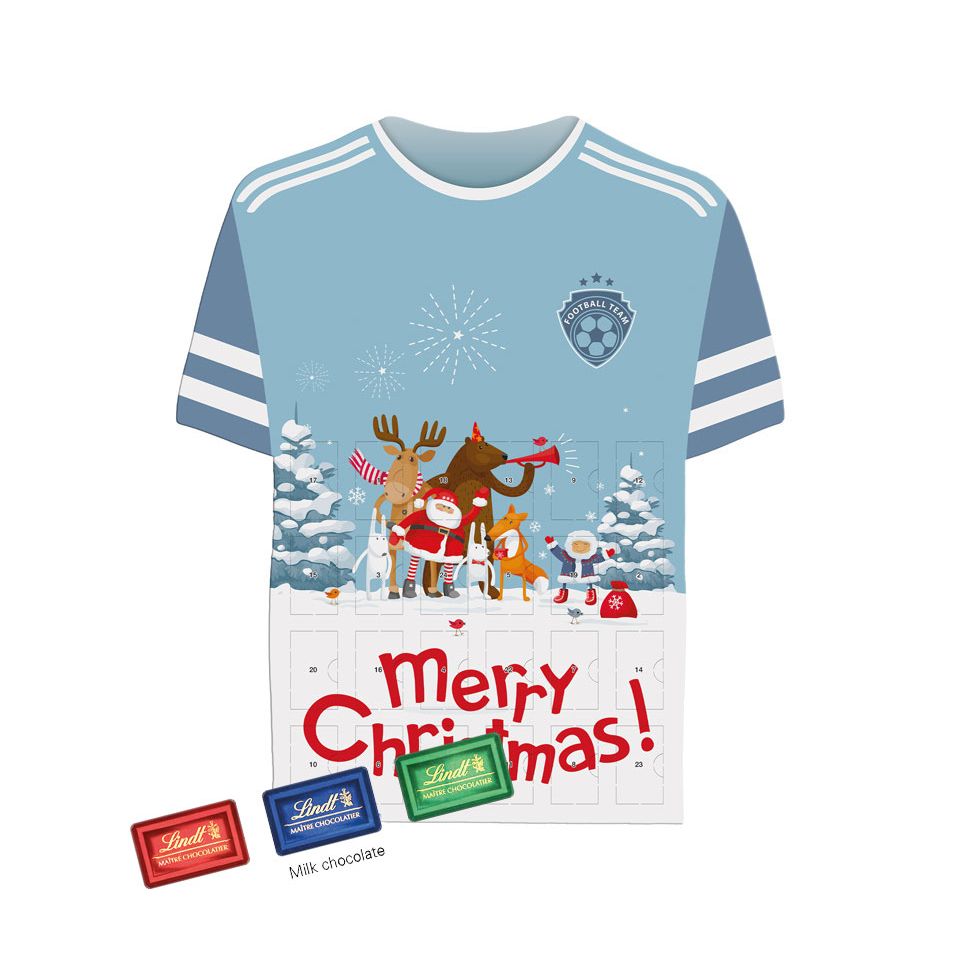 Calendriers de l’avent personnalisé Lindt en forme de tee-shirts