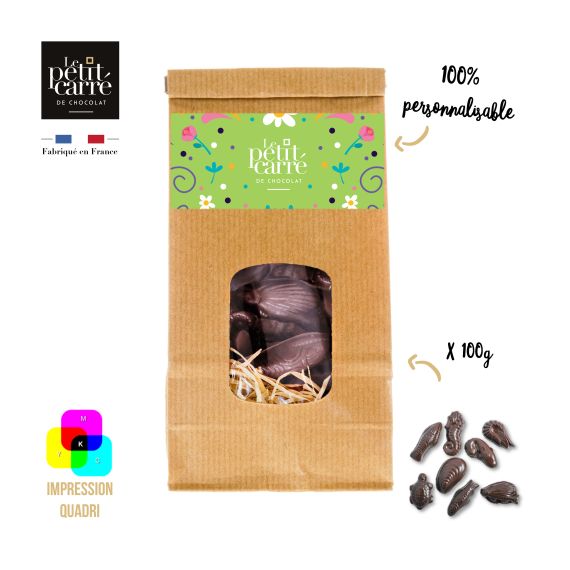 Sachet personnalisé avec friture de Pâques fabriquée en France