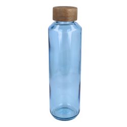 Bouteille d’eau publicitaire en verre recyclé avec bouchon en bois 650 ml fabriqué en Europe