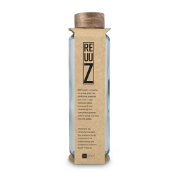 Bouteille d’eau publicitaire en verre recyclé avec bouchon en bois 650 ml fabriqué en Europe