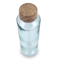 Bouteille d’eau publicitaire en verre recyclé avec bouchon en bois 650 ml fabriqué en Europe