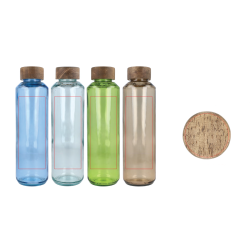 Bouteille d’eau publicitaire en verre recyclé avec bouchon en bois 650 ml fabriqué en Europe