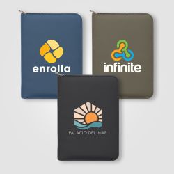 Conférencier personnalisable A5 à fermeture éclair avec stylo