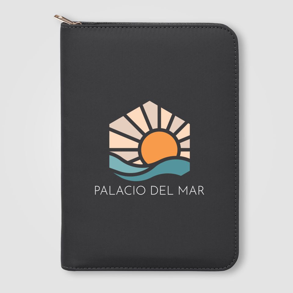 Conférencier personnalisable A5 à fermeture éclair avec stylo