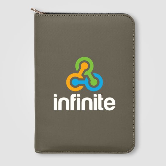 Conférencier personnalisable A5 à fermeture éclair avec stylo