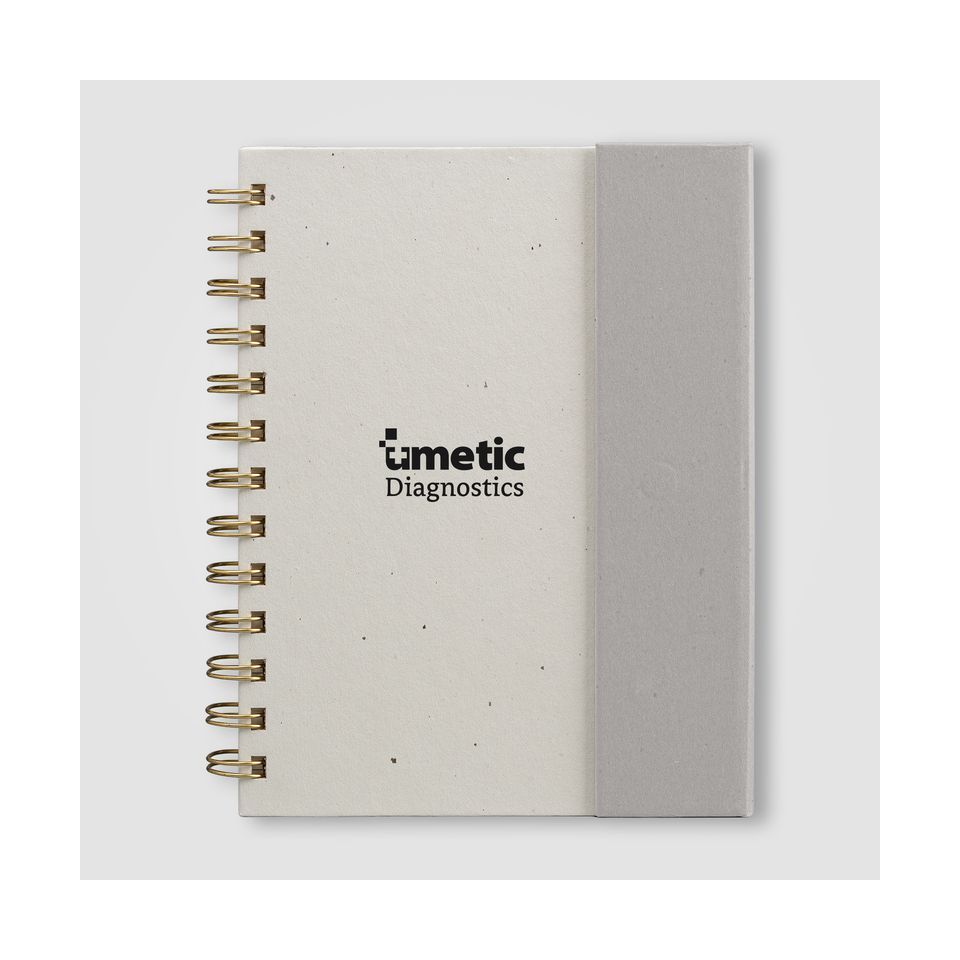 Bloc notes recyclé publicitaire spirale avec notes adhésives format B6