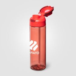 Gourde personnalisée avec paille rabattable en RPET 830 ml Express