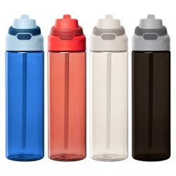 Gourde personnalisée avec paille rabattable en RPET 830 ml Express