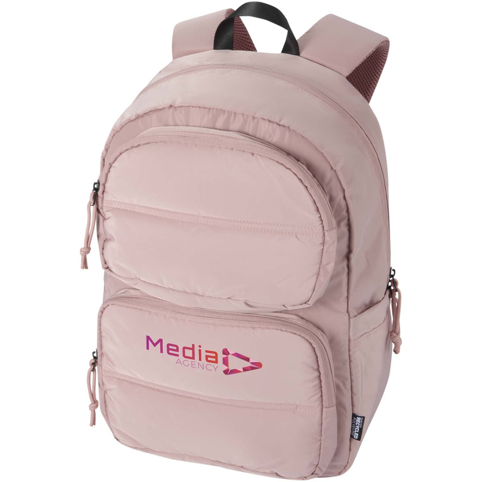Sac publicitaire à dos pour ordinateur portable Puffer de  15,6" recyclé et certifié GRS, de 15 L
