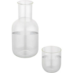 Ensemble publicitaire carafe et tasse en verre Amelie en finition mate