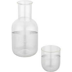 Ensemble publicitaire carafe et tasse en verre Amelie en finition mate