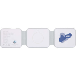 Chargeur publicitaire sans fil pliable Armus 3 en 1 de 15 W en plastique recyclé