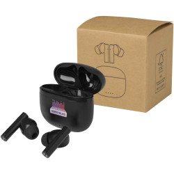 Oreillette publicitaire Bluetooth® True Wireless Alterf en plastique recyclé avec embouts en silicone