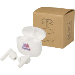 Oreillette publicitaire Bluetooth® True Wireless Alterf en plastique recyclé avec embouts en silicone