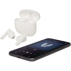 Oreillette publicitaire Bluetooth® True Wireless Alterf en plastique recyclé avec embouts en silicone