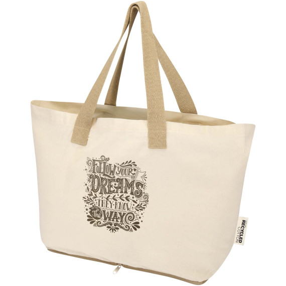 Sac publicitaire shopping Sierra pliable en coton recyclé GRS 140 g/m2 7 L