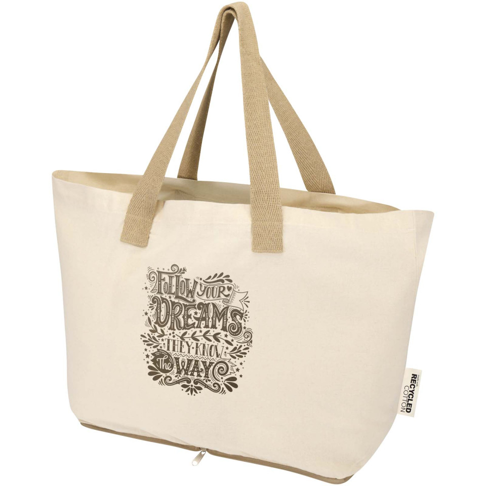 Sac publicitaire shopping Sierra pliable en coton recyclé GRS 140 g/m2 7 L