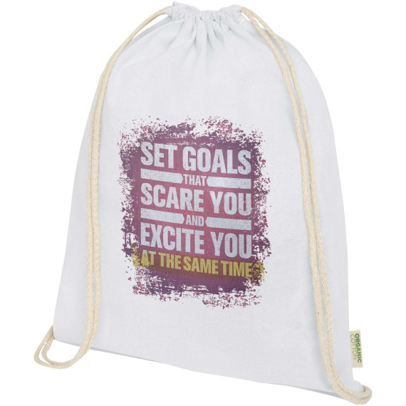 Sac publicitaire refermable à cordon Odisha de 5 L bio certifié OCS 140 g/m²