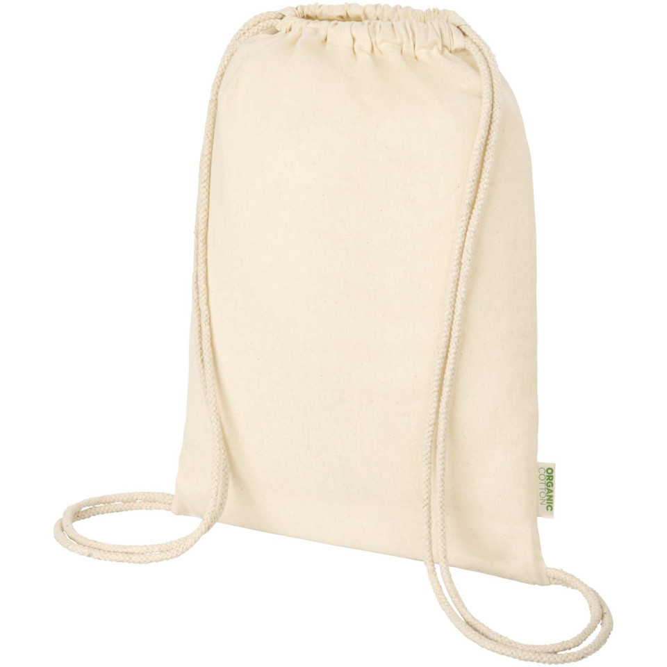 Sac publicitaire refermable à cordon Odisha de 5 L bio certifié OCS 140 g/m²