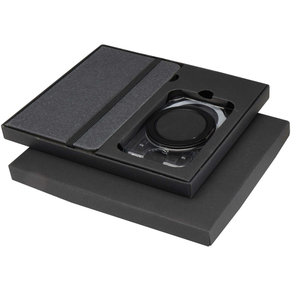Coffret publicitaire cadeau Kern avec carnet à couverture rigide A6 et portefeuille MagSafe