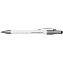 Stylo publicitaire bille recyclé RCS avec stylet et toupie antistress Rill