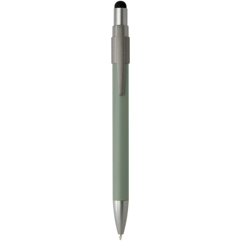Stylo publicitaire bille recyclé RCS avec stylet et toupie antistress Rill