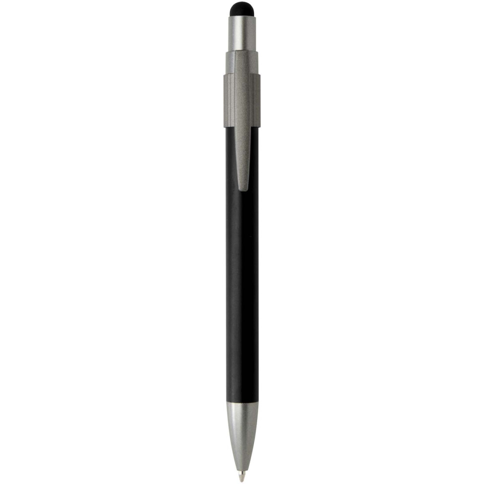 Stylo publicitaire bille recyclé RCS avec stylet et toupie antistress Rill