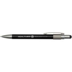 Stylo publicitaire bille recyclé RCS avec stylet et toupie antistress Rill