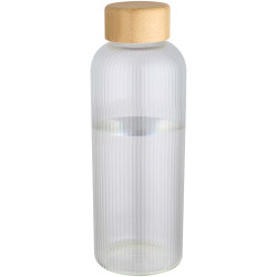 Bouteille publicitaire en verre borosilicate Mirage simple paroi de 650 ml avec couvercle en bambou