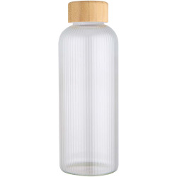 Bouteille publicitaire en verre borosilicate Mirage simple paroi de 650 ml avec couvercle en bambou