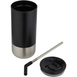 Gobelet publicitaire isotherme Grayson 480 ml certifié RCS avec paille en silicone
