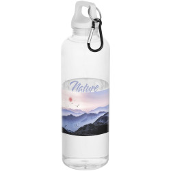 Bouteille publicitaire d’eau Oregon de 750 ml en plastique recyclé certifié RCS avec mousqueton
